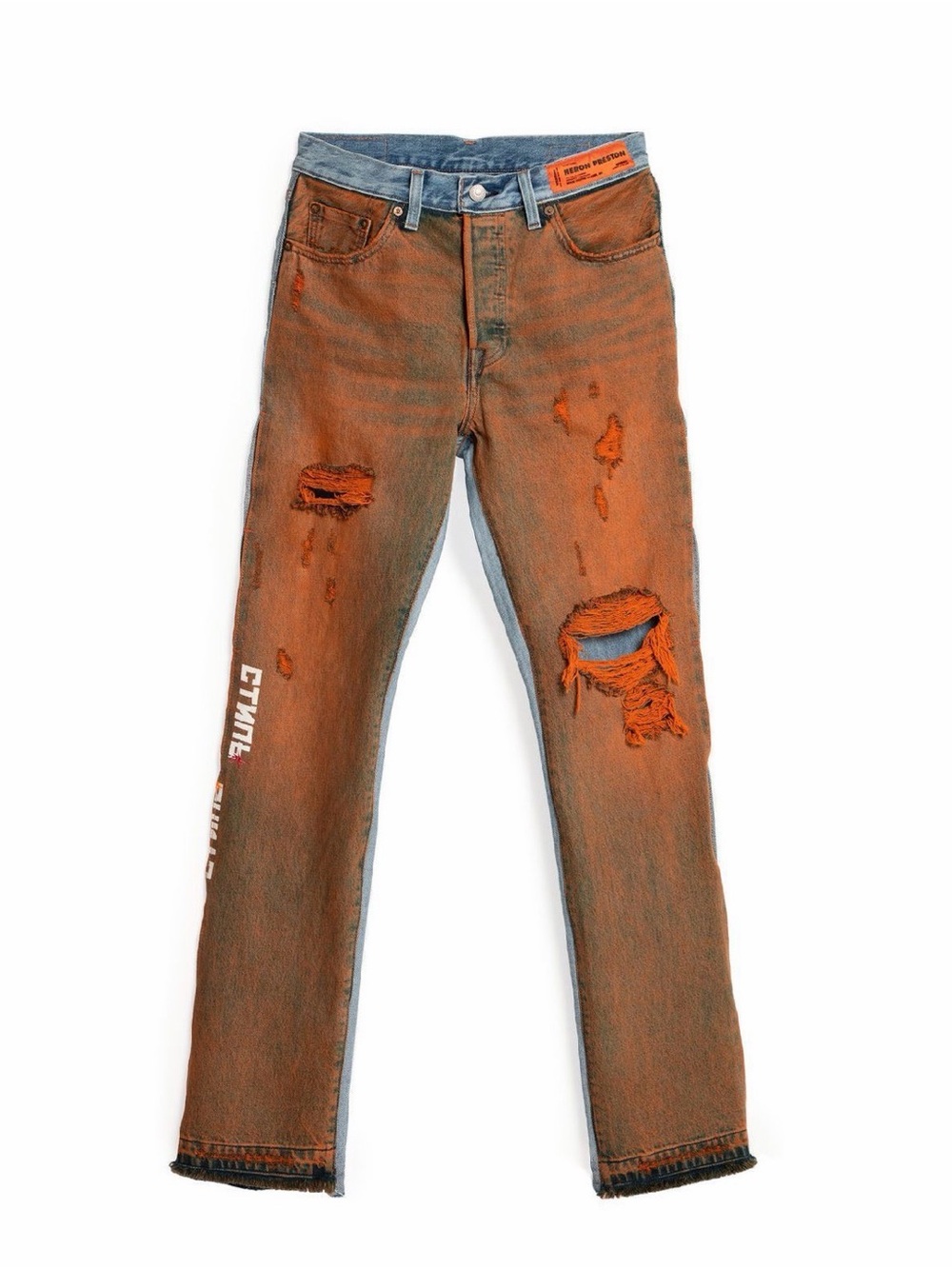 Levi's Two-Tone Orange and Light Blue Straight Leg Jeans